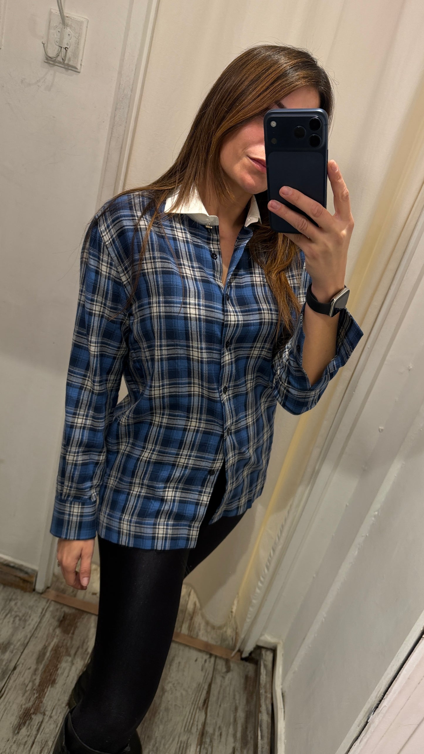 NEW COLLECTION - CAMICIA ERMANNO SCERVINO TARTAN AZZURRO