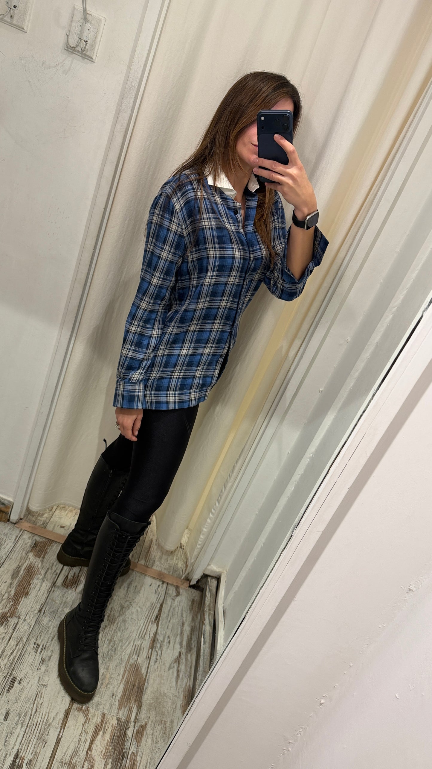 NEW COLLECTION - CAMICIA ERMANNO SCERVINO TARTAN AZZURRO