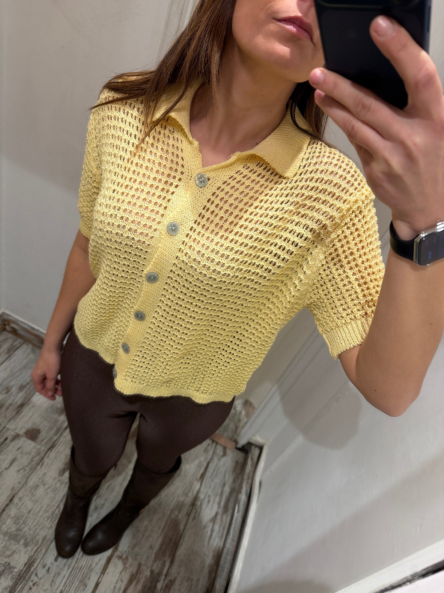 NEW COLLECTION - POLO TRAFORATA GIALLA MANICA CORTA