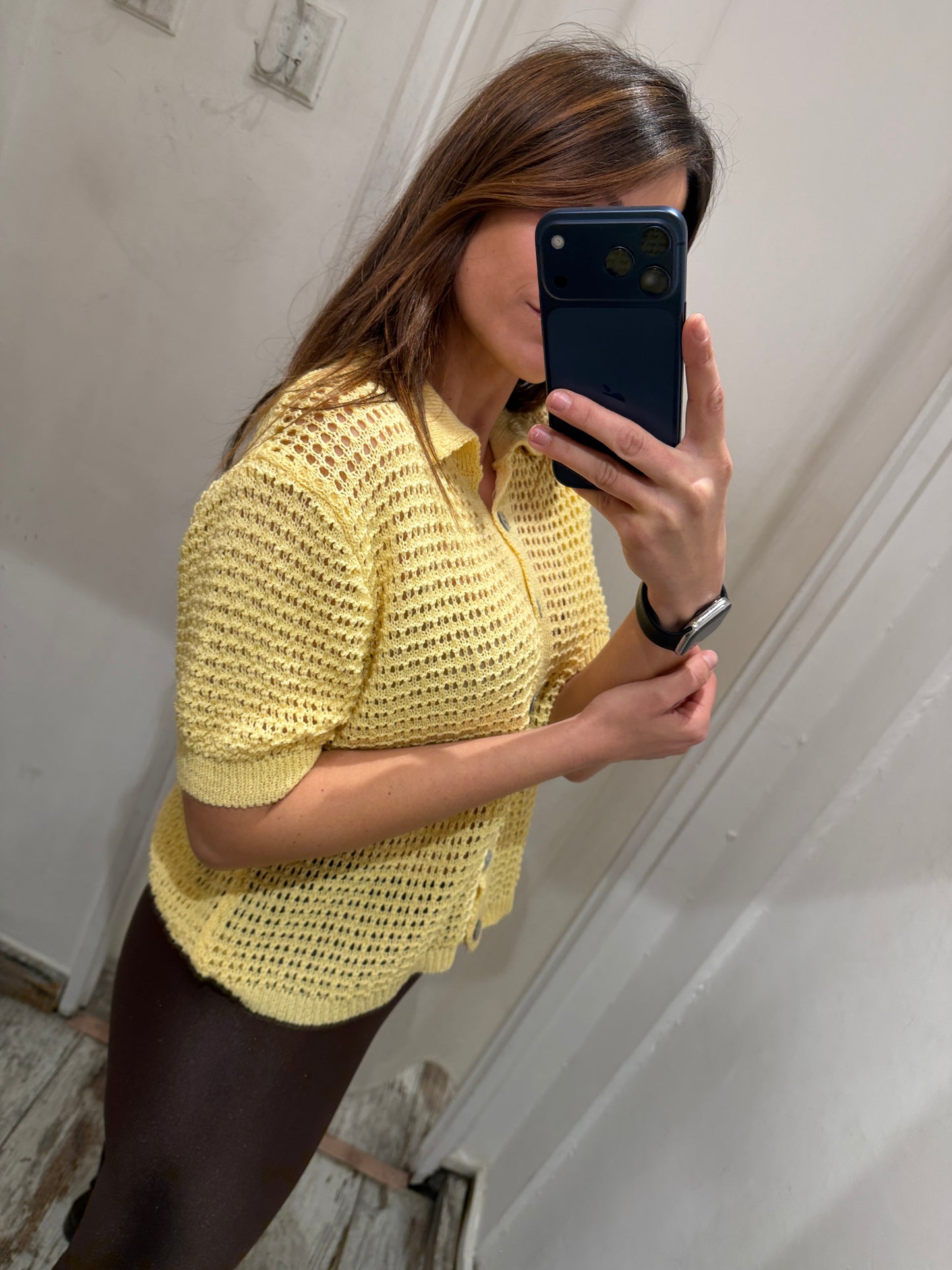 NEW COLLECTION - POLO TRAFORATA GIALLA MANICA CORTA