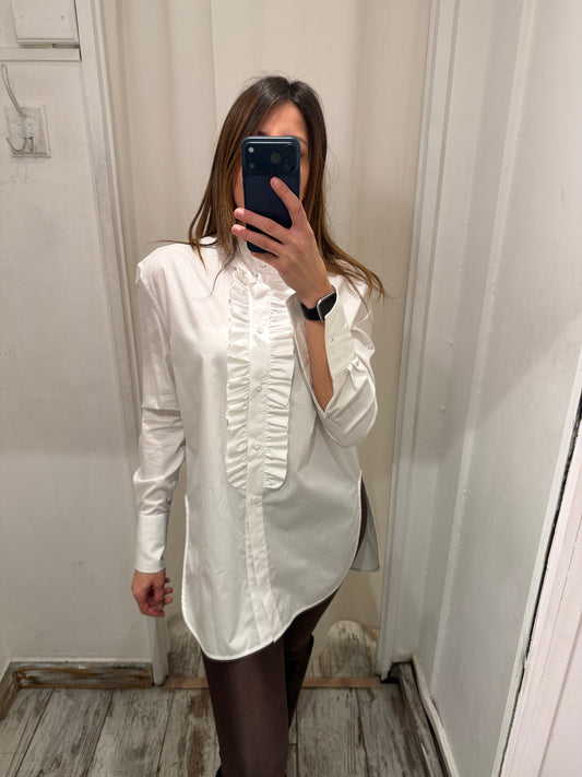 NEW COLLECTION - CAMICIA ERMANNO SCERVINO LUNGA BIANCA ROUCHES