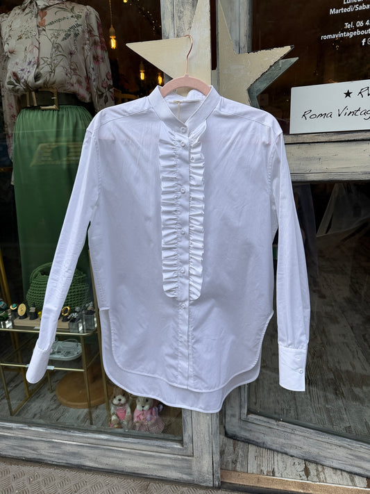 NEW COLLECTION - CAMICIA ERMANNO SCERVINO LUNGA BIANCA ROUCHES