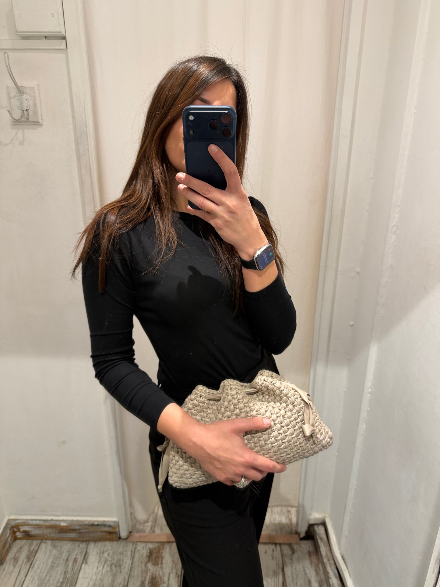 CLUTCH GRANDE CROCHET ECOPELLE SABBIA