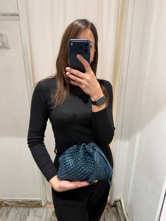 CLUTCH PICCOLA ECOPELLE BLU DENIM