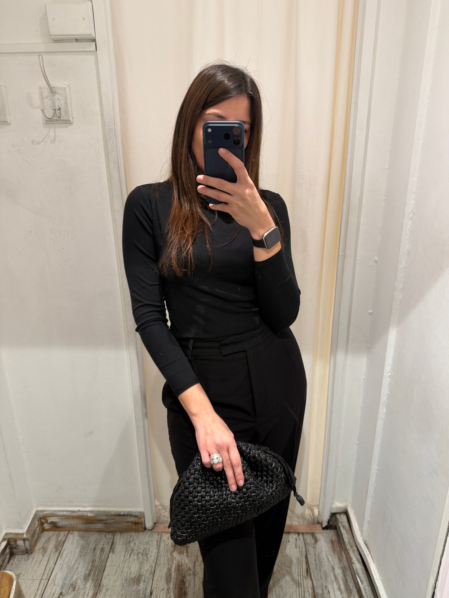 CLUTCH GRANDE CROCHET ECOPELLE NERO