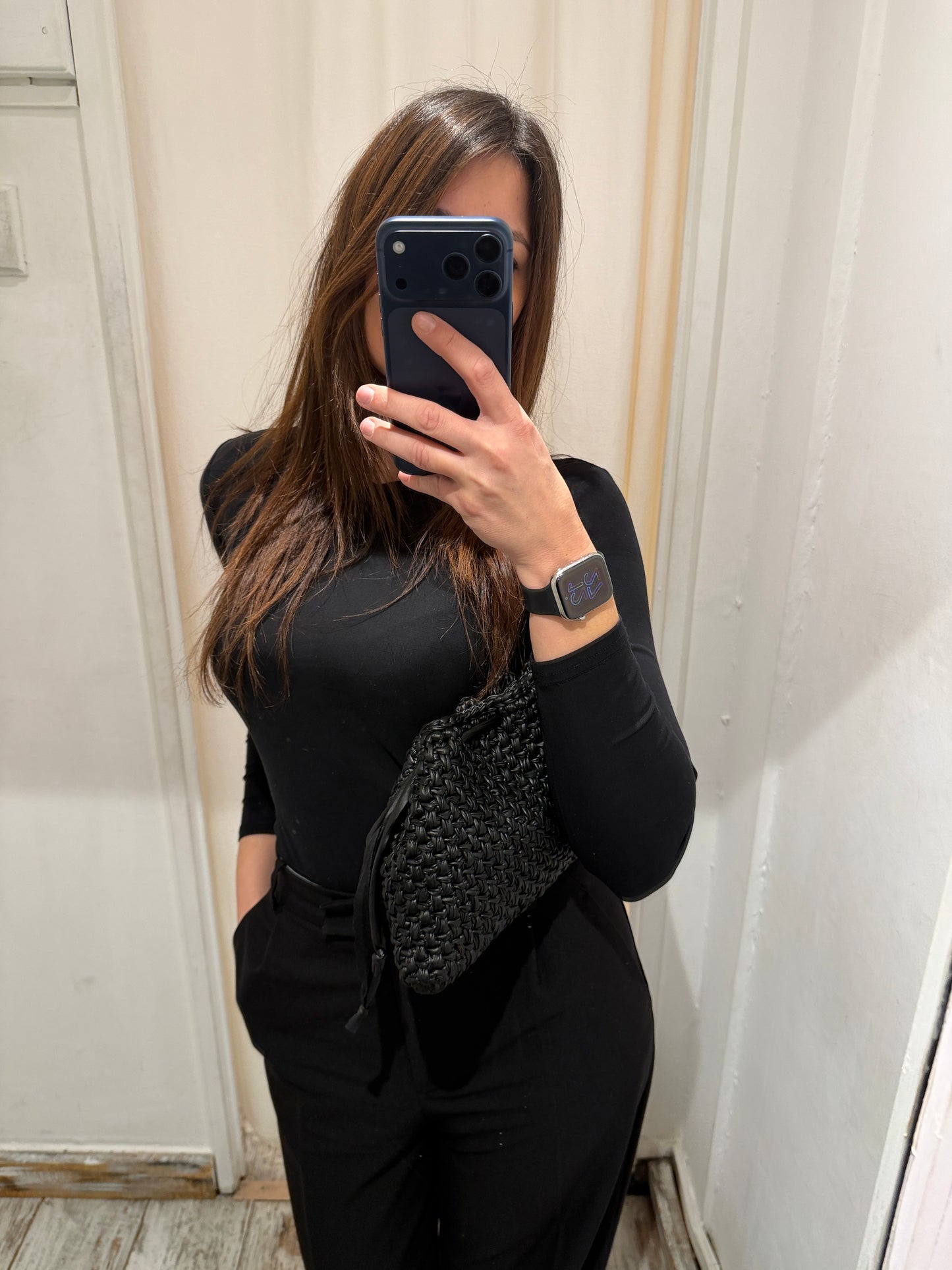 CLUTCH GRANDE CROCHET ECOPELLE NERO