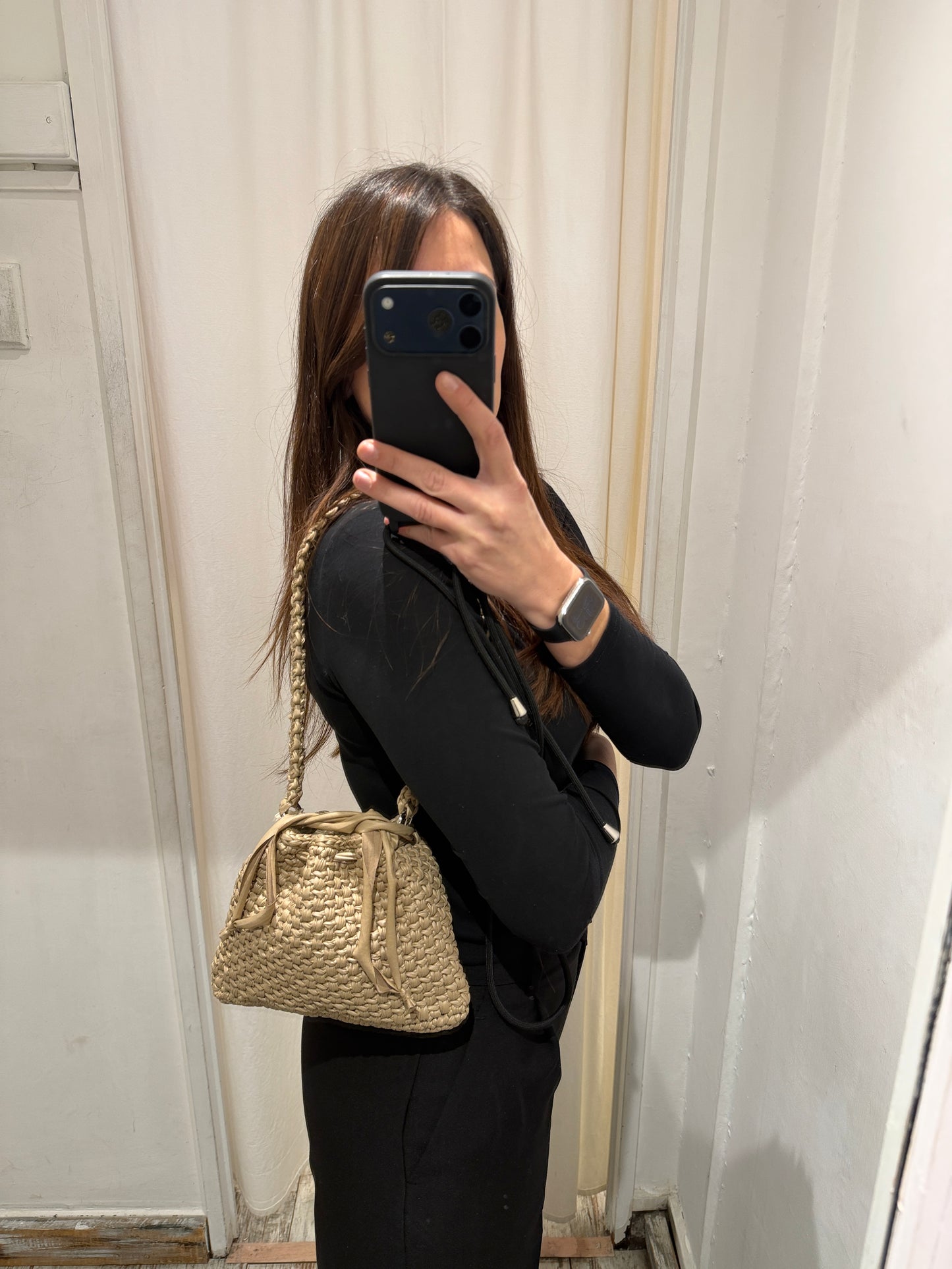 BORSA CROCHET ECOPELLE TORTORA CON TRACOLLA