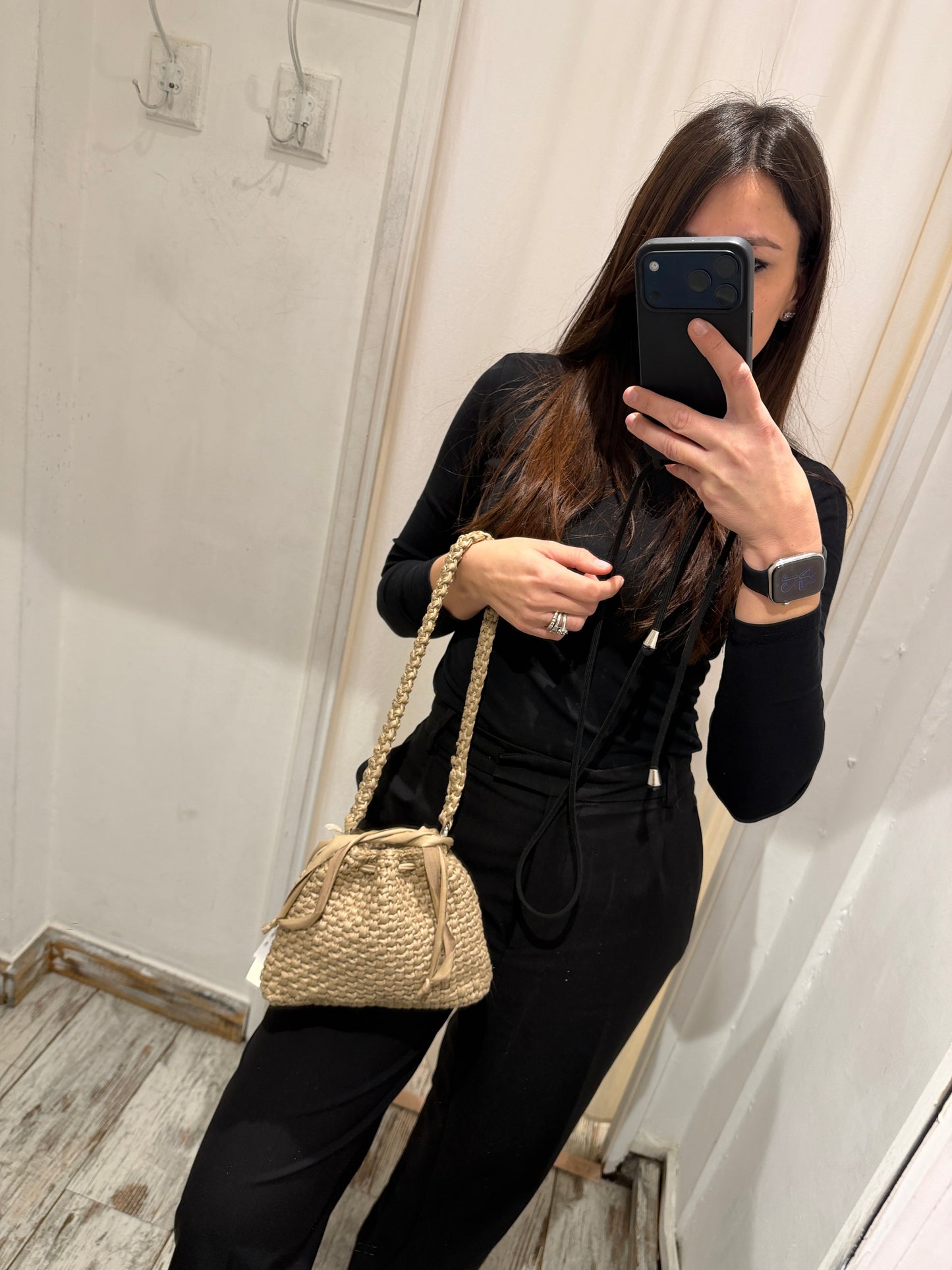 BORSA CROCHET ECOPELLE TORTORA CON TRACOLLA