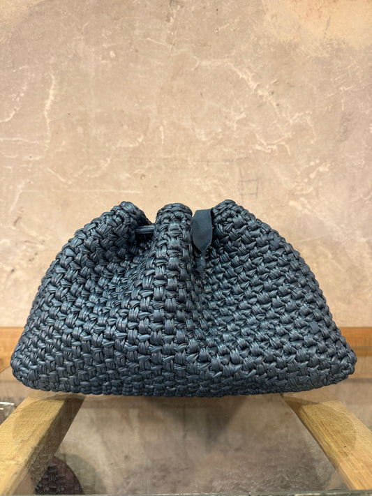 CLUTCH GRANDE CROCHET ECOPELLE BLU DENIM