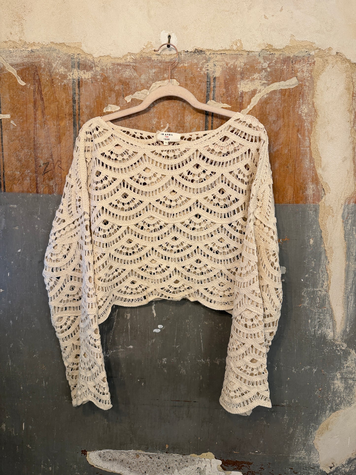 NEW COLLECTION - MAGLIA CROCHET ONDE SABBIA