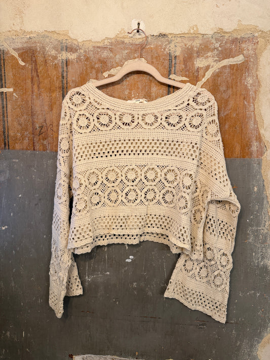 NEW COLLECTION - MAGLIA CROCHET CERCHI SABBIA