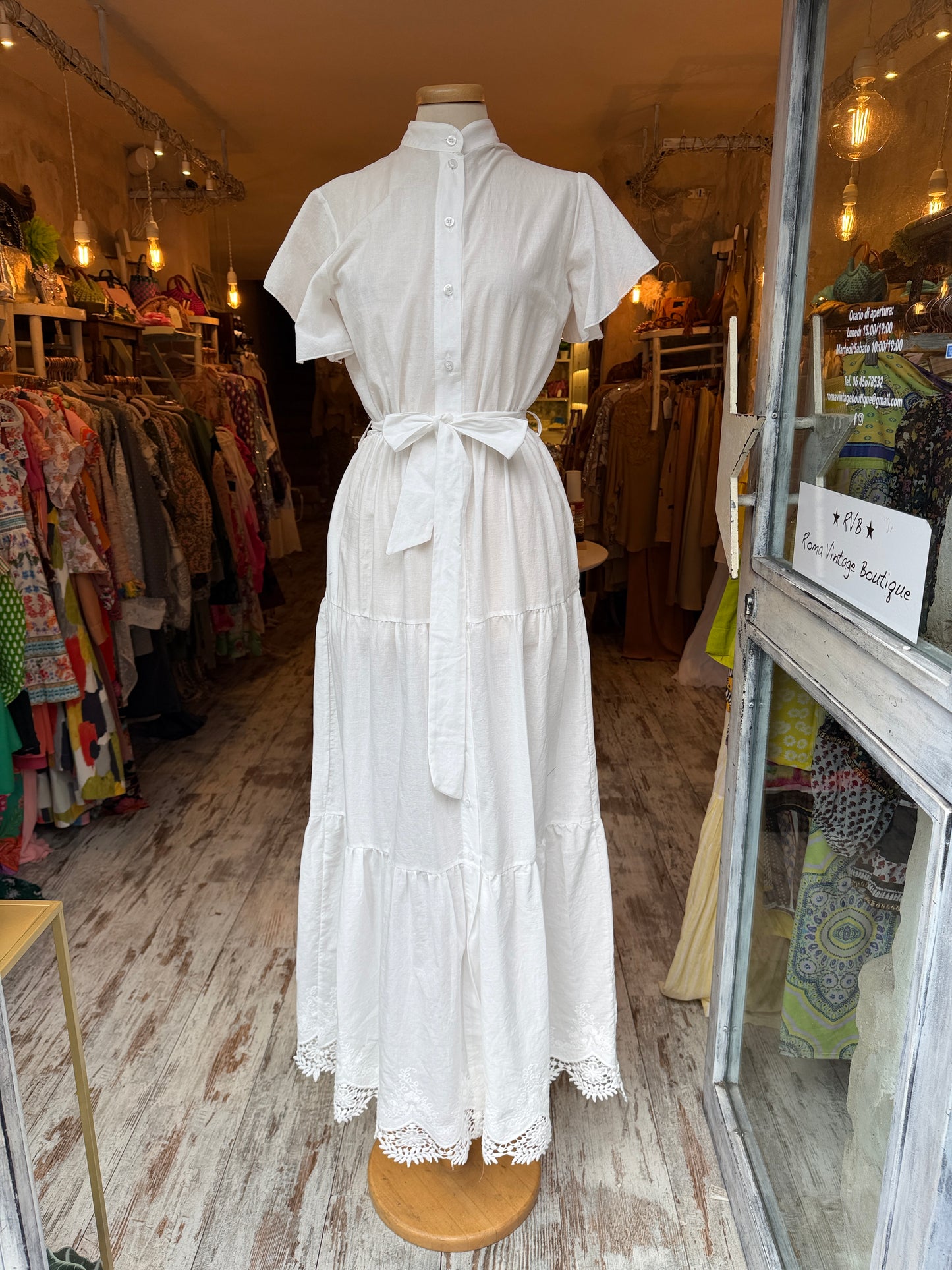 NEW COLLECTION - ABITO CHEMISIER LUNGO BIANCO COTONE COREANO