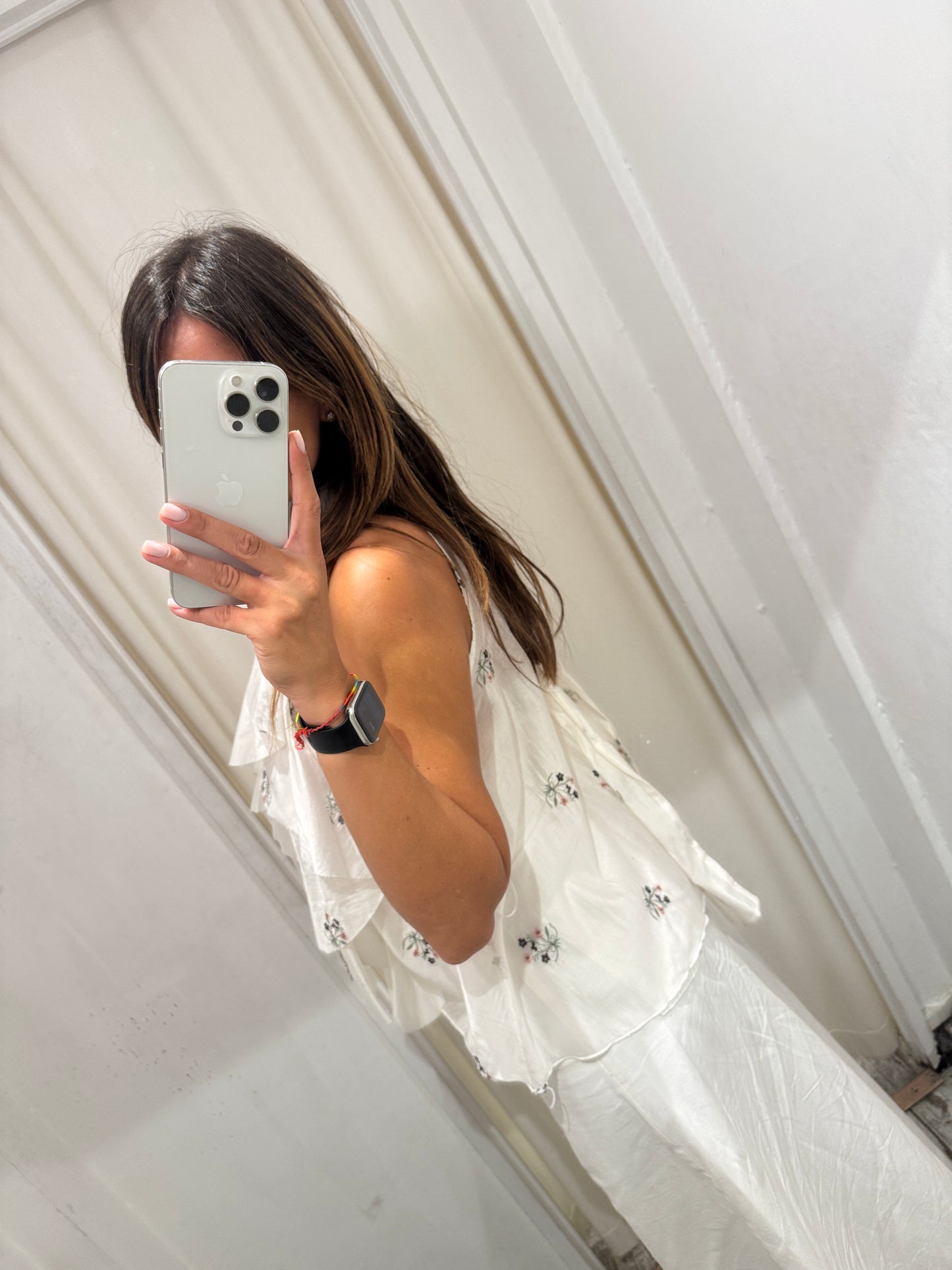 TOP HALTER BIANCO ROUCHES